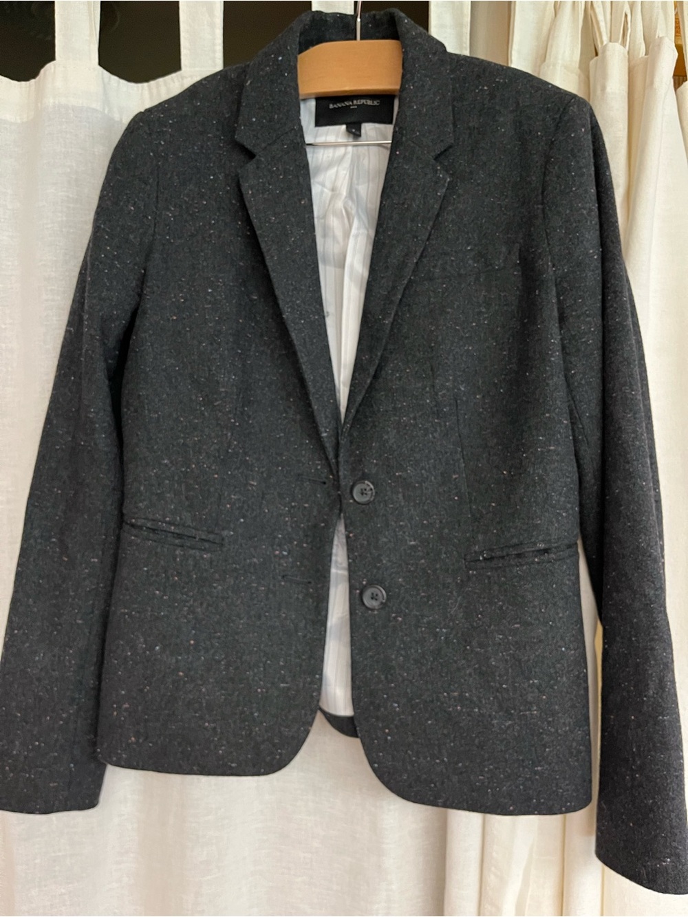Banana Republic Factory Charcoal Fleck Tweed Blazer